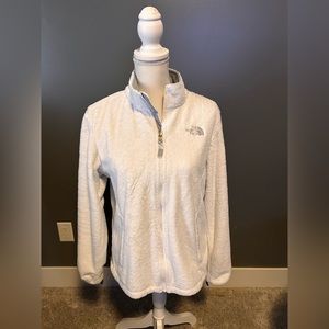 White Northface fuzzy jacket, size Large.